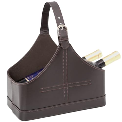 Listado de Cestos revisteros - los preferidos. 50 Revistero Revistero de cuero de 11x5,9x8,3 pulgadas con asa superior Cesta de revistas de frutas y flores de vino para regalos navideños Exhibición de regalos Revistero de cuero...