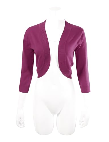 Image of Allsense Women's 3 /4 Sleeve Bolero Shrug for Dresses | Open Front Cropped Cardigan, Lightweight Knit Dress Cover Up