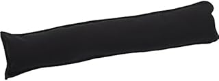 Plain Fabric Draught Excluder Decorative Simple Door or Window Draft Guard (Black)