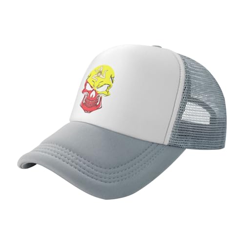 Sicilian Flag Skull Trucker Hat Snapback Mesh Baseball Cap Unisex