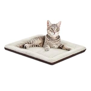 K&H PET PRODUCTS Self-Warming Cat Bed Pad, Self-Heating Thermal Cat and Dog, Cat Warmer Mat for Feral and Indoor Cats, Oatmeal/Chocolate 21 X 17 Inches