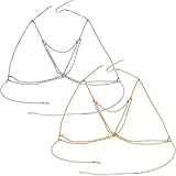 HEALEEP Cadena Corporal de Sujetador Gemas de Imitación, Collar Colgante de Cuerpo Multifuncional 2 Piezas en Oro y K, Joyas para Mujer en Fiestas y Eventos