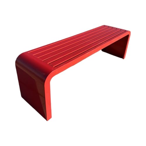 Banco Jardin Exterior sin Respaldo Fabricado en Acero Galvanizado Ideal para Patio Jardín Porche, Muebles de Exterior(Red,120 * 40 * 45cm)