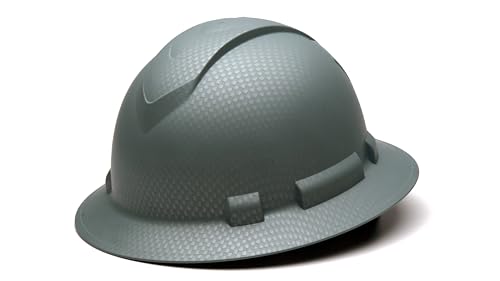 Pyramex Ridgeline Full Brim Hard Hat Suspensão catraca 4 pontos Padrão de grafite prata