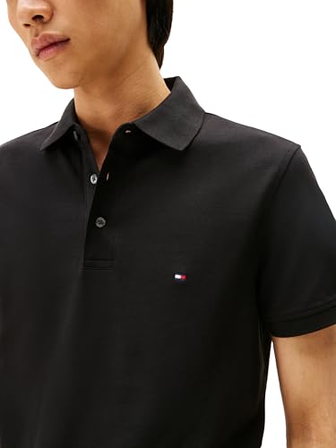 Image of Tommy Hilfiger Men's Short Sleeve Polo Shirts in Slim Fit with Stretch and Organic Pique Cotton
