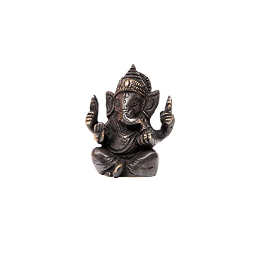 Yogateria Estátua Decorativa Ganesha 100% Bronze 7cm 240g (preto)