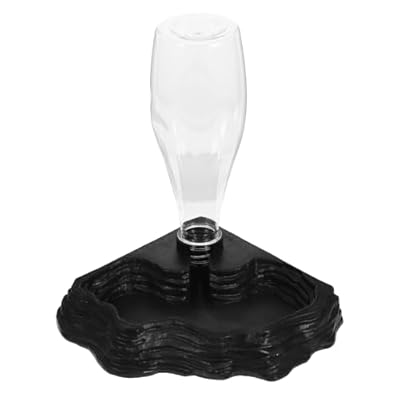 VILLCASE Reptile Water Feeder, Automatic Plastic Water Dispenser 2 in 1 Reptile Food and Water Bowl Drinker Feeding Dish for Turtle Bearded Dragons Spider Geckos Lizard, Black