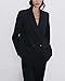 Dninmim Damen zweireihiger Blazer Vintage Kerbkragen Lose Büro Blazer, LG, Large