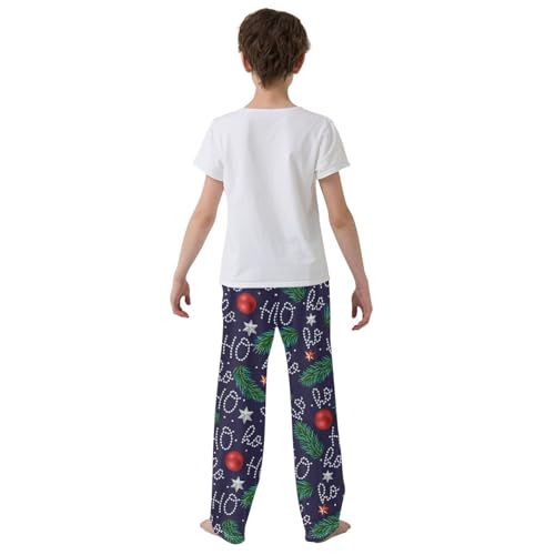 ZZXXB Santa Laugh Beads Print Boys Long Pants Soft Trousers Elastic Waist Kids Lounge Bottoms with Pockets S-XL3