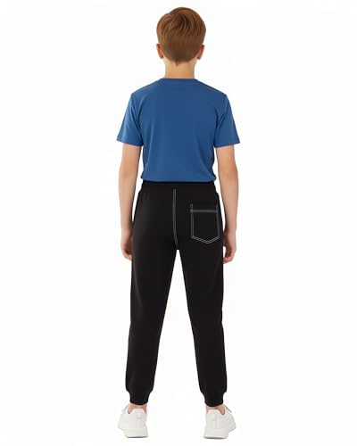 Boys Fleece Joggers Sweatpants, Fashion Soft Kids Active Basic Sweat Pants with Pocket & Drawstring Size 4-123