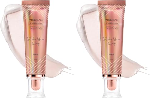 Image of FACES CANADA Strobe Cream - Peach, 30ml | Primer + Highlighter + Moisturizer | Shea Butter & Hyaluronic Acid | Intense Hydration | Flawless Radiant Dewy Skin | Illuminating & Glowing Makeup Base