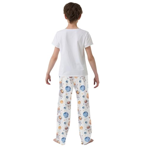 ALAZA Cute Planets and Astronauts Pajamas Bottoms with Pockets Comfy Pjs Sleepwear Elastic Waistband Pajamas Pants Lounge Pants for 6-14 Years3