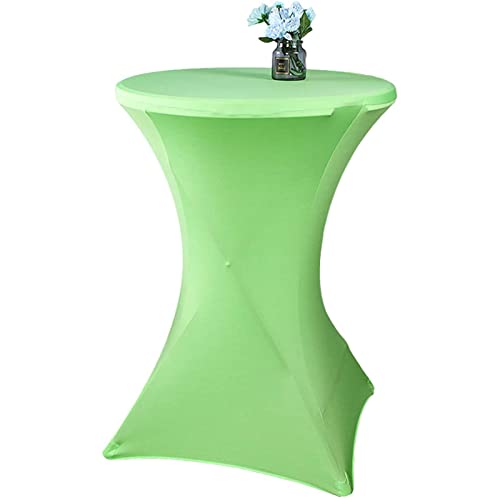 GEBIN Housses pour Table, Nappe pour Mange-Debout Cocktail Ajustable, Nappe élastique pour Table Mange-Debout, Housse Table Bistrot pour Fêtes Et événements (Herbe Verte,60x110 cm)