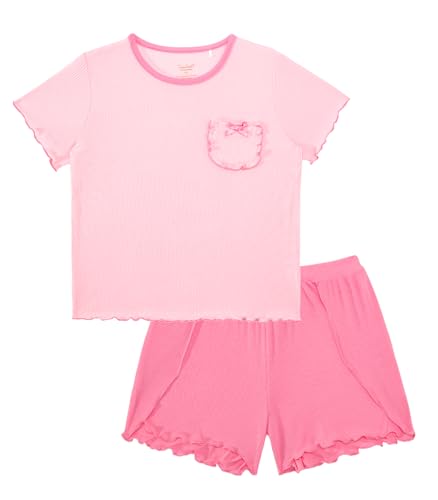 Image of Baby Girls Outfits Sets Summer Tee and Shorts Toddler 2-Piece Set for Kids Cooling Clothes,Viscose Made from Bamboo