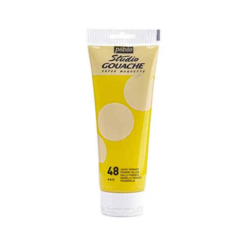 Pébéo – Peinture Gouache 220ml – Tube de Peinture Gouache Qualité Fine – Idéal Travaux Étude – 1 Tube de 220 ml Jaune Primaire