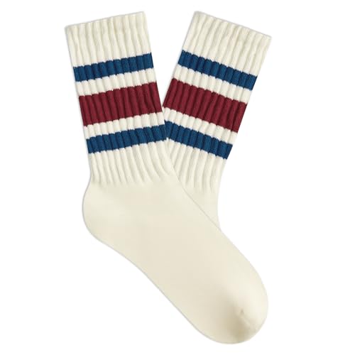Image of Century Star Retro Striped Novelty Socks For Women Vintage Casual Crew Socks Sporty Calf Socks Cotton Socks Women