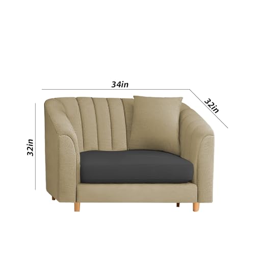 Image of Casaliving Doraldo 1 Seater Sofa Set for Living Room (Cream Black Colour) Premium Fabric Sofa