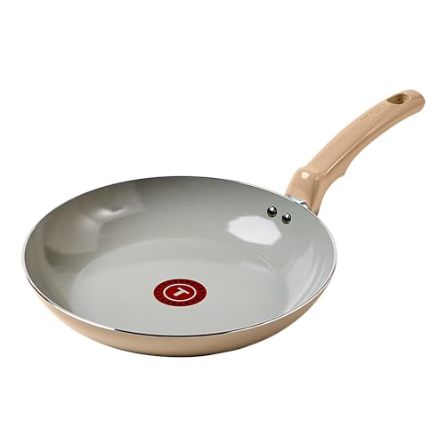 T-Fal Refresh Ceramic Nonstick Frying Pan 12 Inch Skillet, Oven Safe up to 350°F, Cookware with Stay-Cool Handle, Pots and Pans, Sand Beige