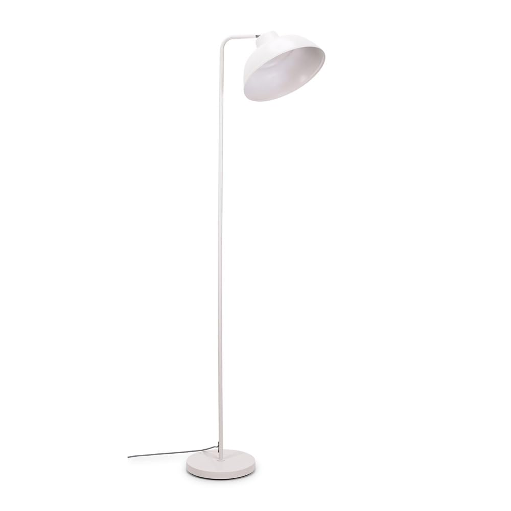 ValueLights | White Metal Stem Standing Floor Lamp with Angled Dome Shade | Floor Lamps & Torchieres, Home Décor & Improvement Essential | Includes Bulb