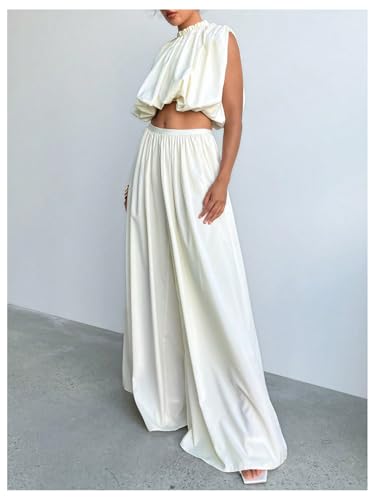 GORGLITTER Women's Baggy Wide Leg Pants High Waisted Flowy Palazzo Pants Trendy 20253