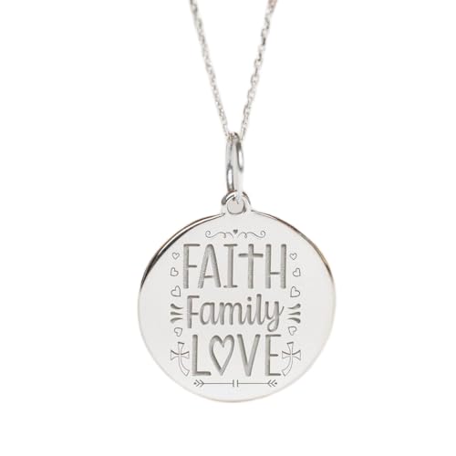 Pendentif pièce gravée Amour familial LKBEADS, bijou unisexe en argent 925
