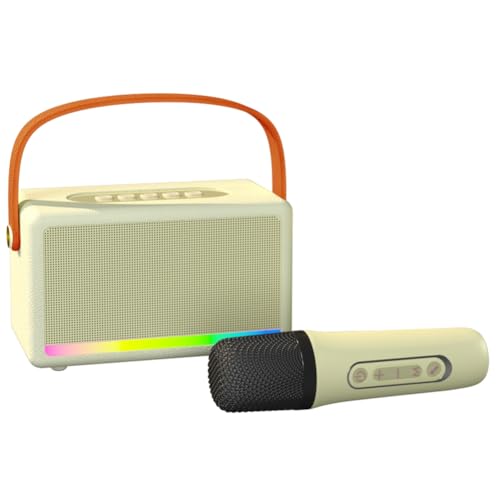 Youdefa Máquina de Karaoke para Niños Adultos Mini Altavoz Karaoke Bluetooth Portátil con Micrófono Inalámbrico Luz LED para Banquetes,e