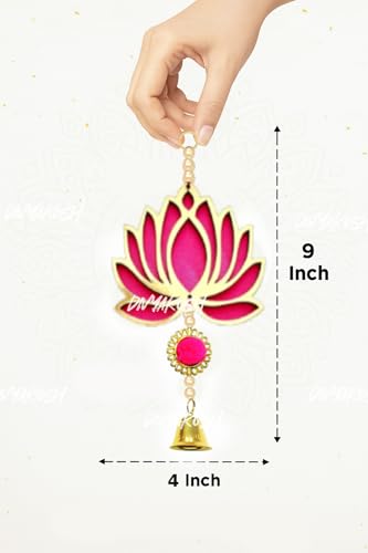 Divyakosh Fabric & Beads Lotus Hangings for Decoration,Pack of 10,Color,Pink,Door/Wall Decor,Mandir Pooja Room,Temple Decor,Export Quality,Wedding Backdrop Decorative Items,Size,9 Inch