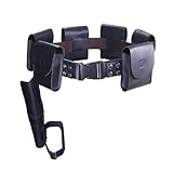 Halloween Belt with 6 Pouches and Thigh Holster, Black Synthetic Leather, Adjustable Costume Accessory (Rivet decoration)