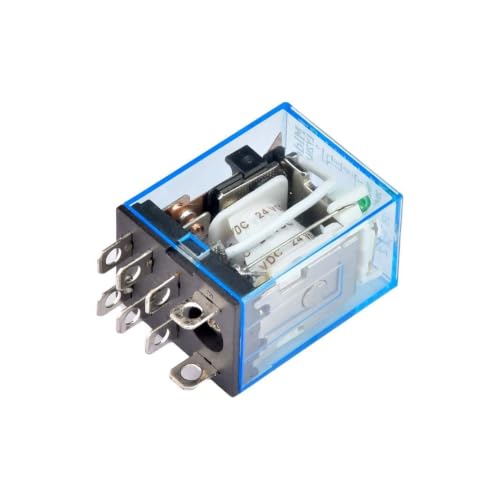 Relé electromecánico DPDT de 8 pines con lámpara LED para instalaciones de 24V DC