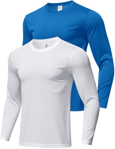 3 Pack Men's Long Sleeve Shirts Sun Protection Shirts Lightweight UPF 50+ Rash Guard for Running Workout Fishing
