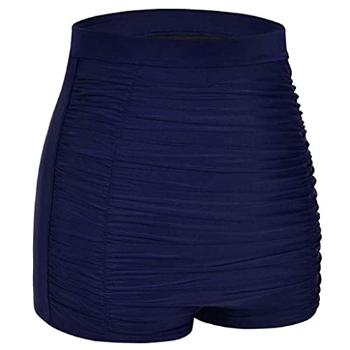 Pantalones cortos de natación para mujer, talla 18, pantalones cortos para mujer, traje de baño corto para mujer, casual, cintura alta, ropa de verano, azul oscuro, XXXL