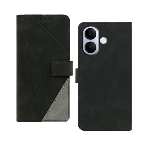 Image of amazon basics Vivo V60 Lite 5G Flip Cover | Card Pockets Wallet & Stand | Flip Cover for Vivo V60 Lite 5G (Black with Grey)