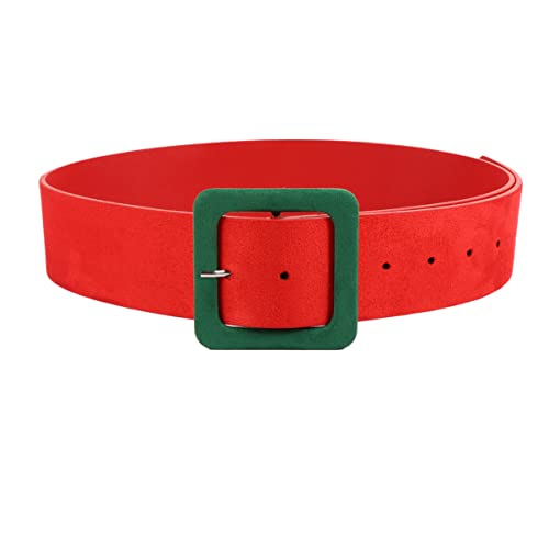 GALPADA 1pc Bright Color Thick Belt for Women Chic Waist Accessory Square Buttonhole Elegant Dress up for Christmas Special Occasions