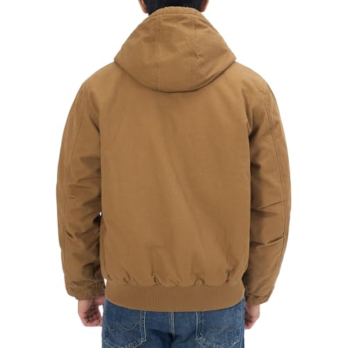 HISEA Men's Loose Fit Washed Duck Active Jacket Winter Insulated Canvas Hooded Work Utility Jacket with Pockets2