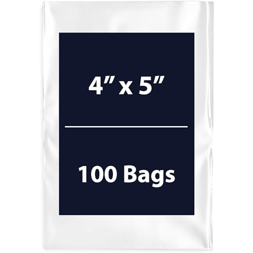 Multiple Sizes Clear Flat Poly Bags - 4x5 & (100 Bags) 3Mil Flat Open Top Plastic Packaging Packing | Flexible and Durable Plastic Bags | Low-Density Polyethylene (LDPE)