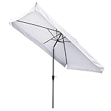 Yescom 10x6.5ft (2x3m) Rectangle Aluminum Outdoor Patio Umbrella with Valance Sunshade Crank Tilt Market Garden White