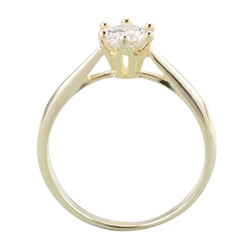 Whoiy Anillo Compromiso Solitario, Anillos Oro Talla 13,5 Anillo de Circón de 6 Garras Chapado en Oro Bisuteria para Boda Promesa Valentines Day