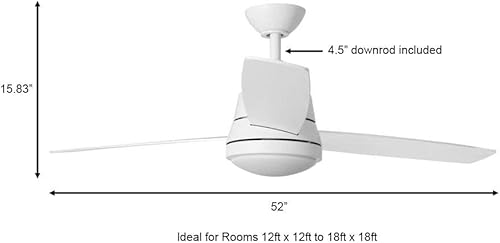 Miniatura 6 de Hampton Bay Caprice - Ventilador de techo LED integrado de 52 pulgadas para interiores, color blanco mate, con kit de luz y control remoto (SW19151R