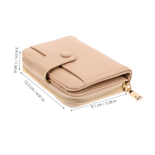 Women Short Wallet Compact Accordion Card Holder Multi-card Slots Fashionable Pu Grain Design for Everyday Use Beige2