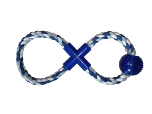 Dog Trust Imported, 8 Shape Rope Rubbe Ball, Rope Tug, Chew Toy for Puppy Dog with (Blue)