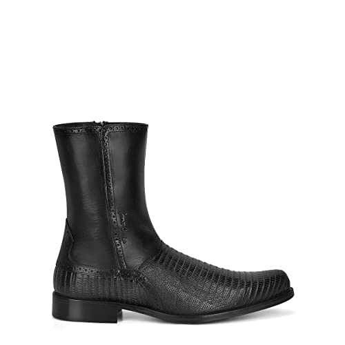 Franco Cuadra Men's Dress Boots in Genuine Lizard Leather Black
