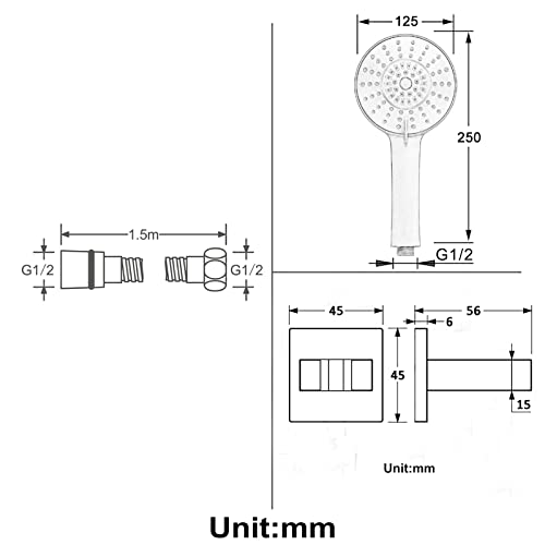 Set de regadera manual negra con manguera de 1.5 metros miniatura 5