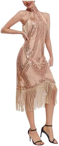 Abito Anni 20 Con Paillettes E Frange - Vestito Da Sera Donna Per Feste A Tema Charleston E Carnevale - Foto 4