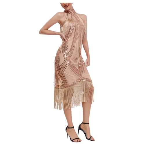 Robe de soirée scintillante à respiration active et sequins dorés en écailles
