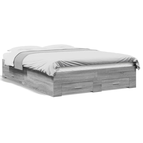 Juroupi Cama con cajones Cama Juvenil Cama con cajones somier Cajon Cama Madera de ingeniería Gris Sonoma 135x190 cm - 3280410