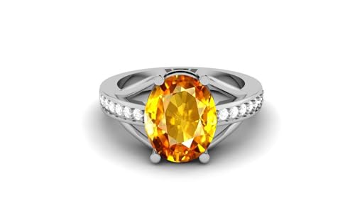 2.85 Ct. Beautiful Natural Yellow Sapphire Gemstone Art Deco Halo Bridal Silver Ring For Women Ring Size 5-103