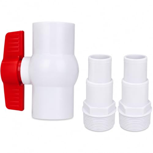 poolomio Schlauchventil Pool 38 mm & 32 mm | Auf/Zu-Ventil mit 2 Schlauchanschlüssen | Absperrventil für Poolschläuche | Wasserflussregler für Poolpumpe Sandfilteranlage & Poolheizung