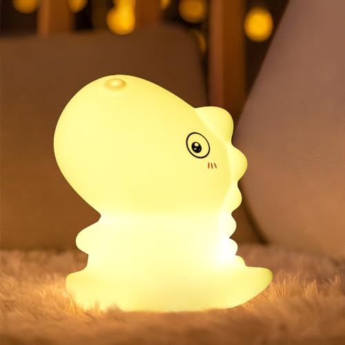 Laliled Luz Nocturna Infantil Luz Nocturna para Niños Dinosaurio Luz Quitamiedos Lámpara Bebé, Silicona Seguro para Bebé Niño Ahorro de Energía, Regalo para Niños Bebé