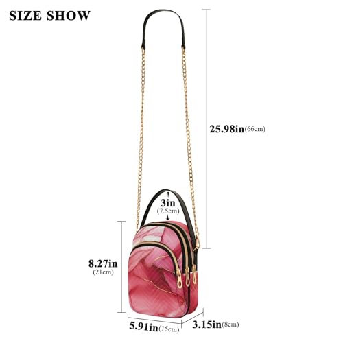 Shoulder Handbag Women Quilted Phone Wallet Chain Strap Purse Cute Animal Zipper Bowler Tote Ladies Satchel Marble Red Pink3
