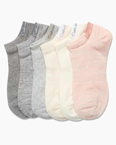 Image of Calvin Klein Womens No Show Socks - 6 Pack Breathable Cotton Blend Athletic Performance Low Cut Running Socks for Women